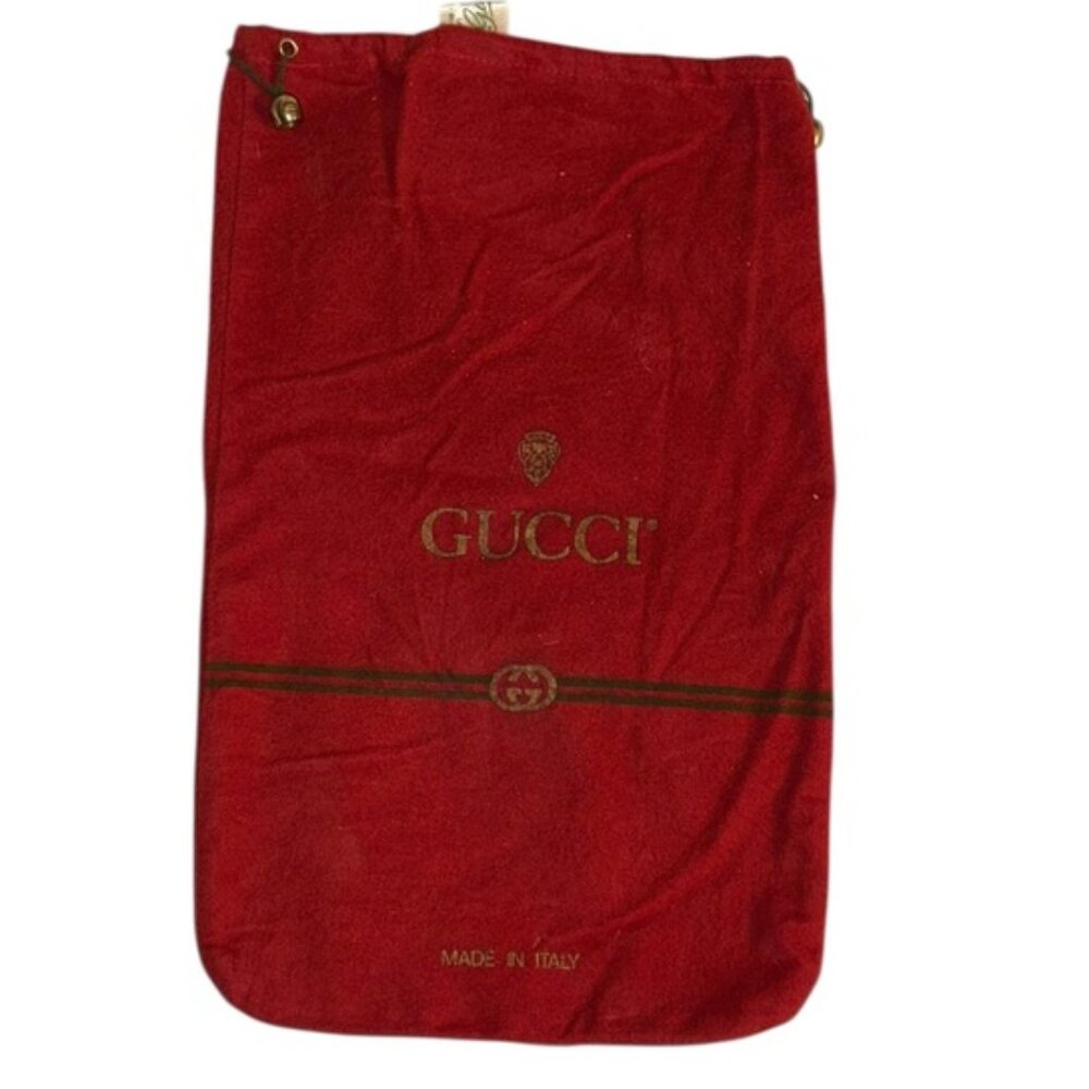 Gucci Red Drawstring Dust Bag with Gold Logo
